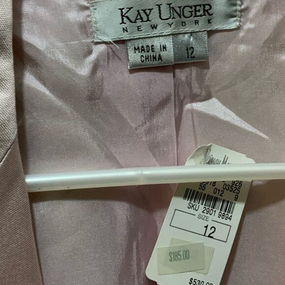 NWT Kay Unger New York Ivory Satin Blazer sz 12 Silk blend Bling Buttons - Picture 11 of 11